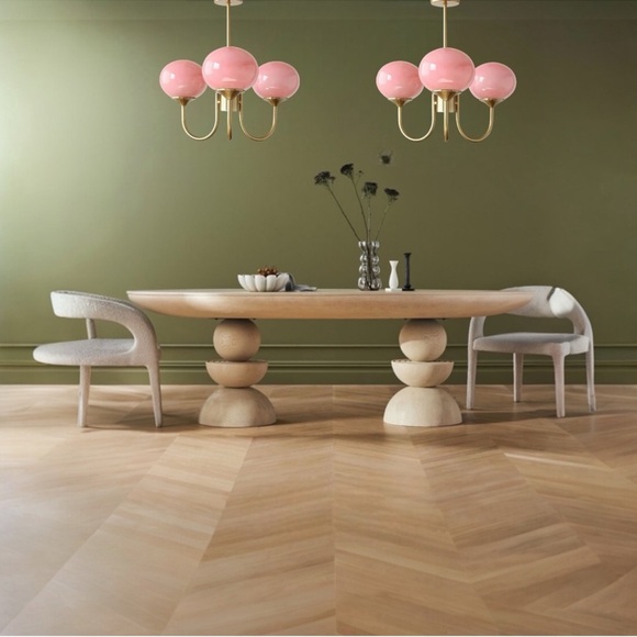 NEW Mid Century Modern Pink & Gold Pendant Light Ceiling Fixture - Picture 7 of 11